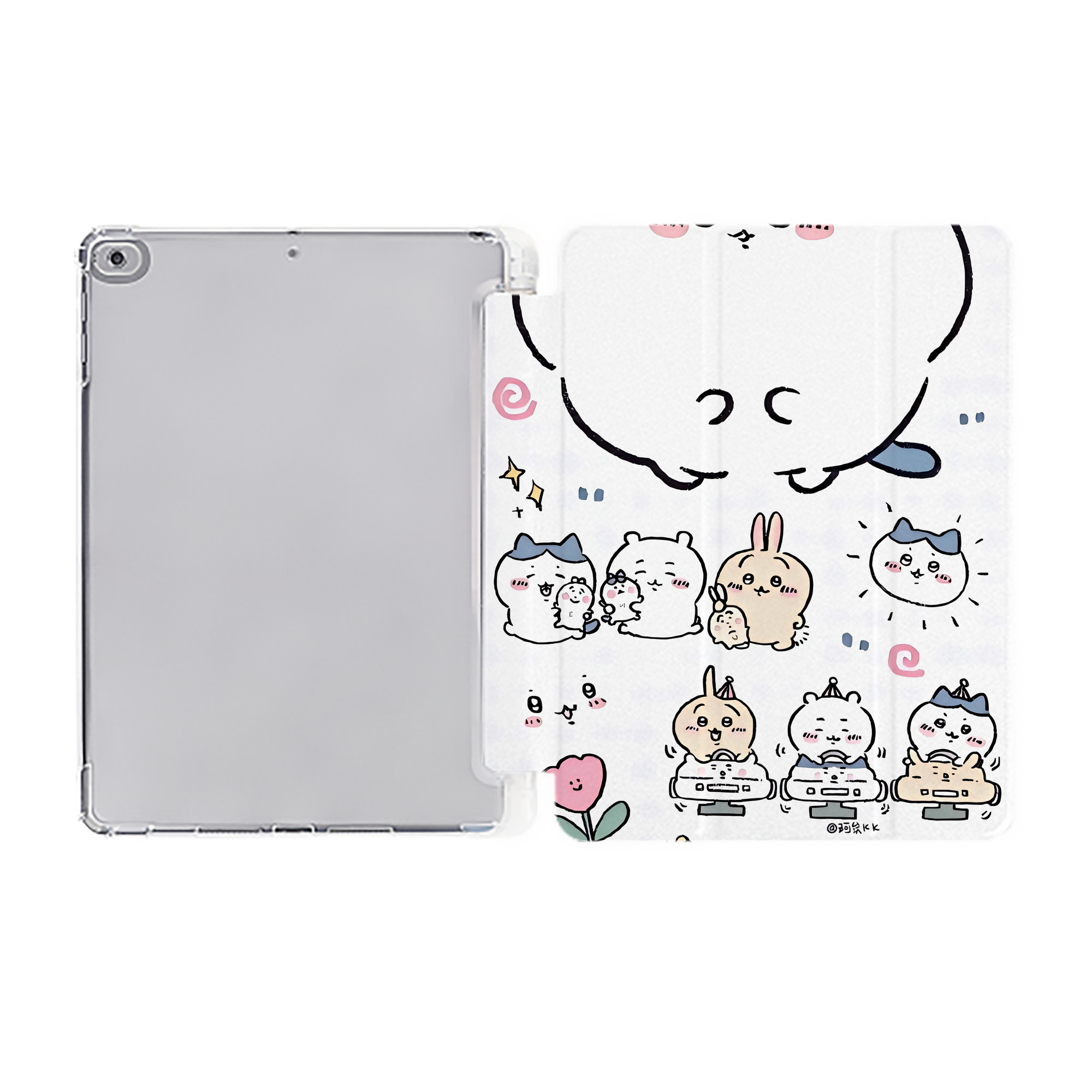（画像用） ちいかわ Chii-kawa IPad ケース ペン収納付き 三つ折りスタンド PUレザー×シリコン 対応機種9.5/10.5/10.9インチ